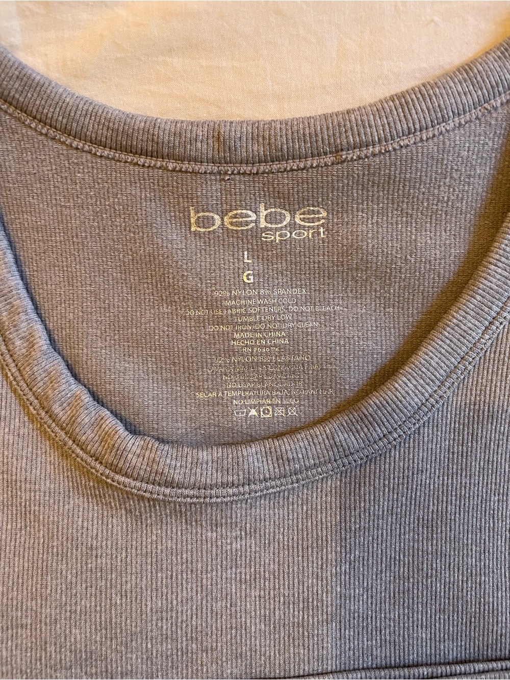 bebe Gray Ribbed Tank Top - Picture 4 of 4